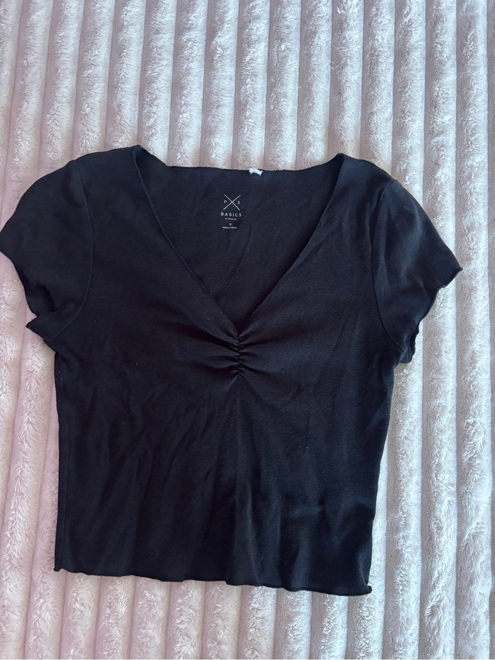 Pacsun Women's Black V-Neck Ruched Front Top